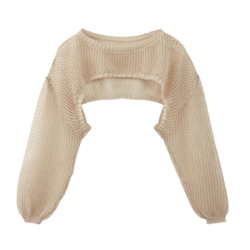 Áo Khoác Len Lửng tay dài THOYEUFASHION,  Áo len dệt kim lỗ lưới kiểu dáng gợi cảm đi biển, đi chơi hotrend