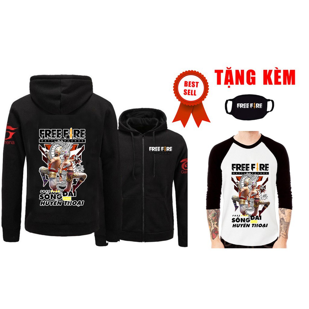 Combo áo khoác Free Fire mẫu mới đẹp nhất rẻ chất lượng tặng kèm áo thun bịt mặt
