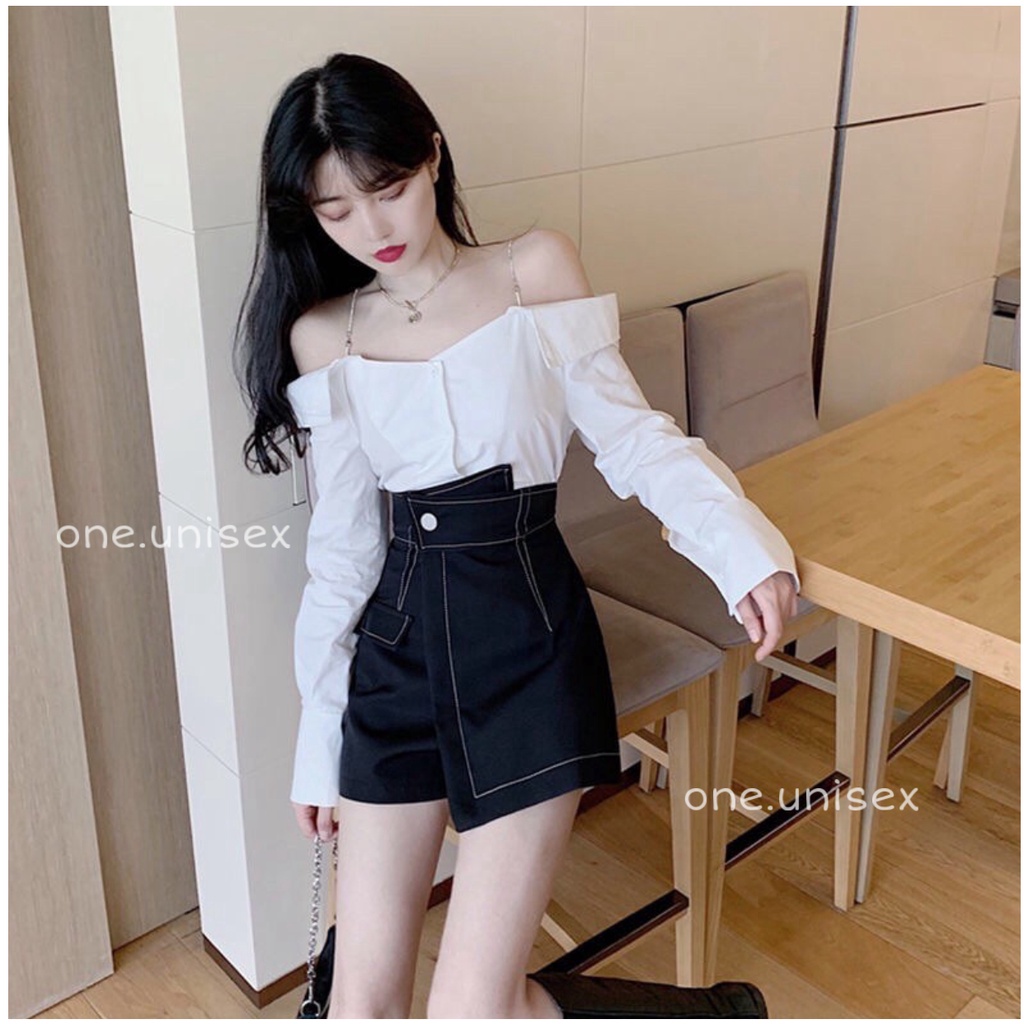 Quần giả váy cạp chéo viền chỉ nổi 435