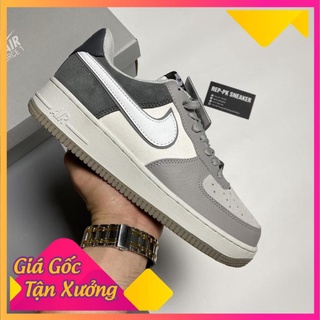 Giày air foce 1 trắng xám lông chuột, giày thể thao af1 xám trắng dễ phối đồ hot 2022 full box bill