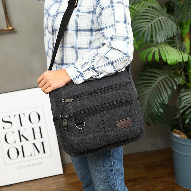 Túi đeo chéo túi đeo vai nam chất liệu vải kaki siêu bền thiết kế đa năng 24*30cm | BigBuy360 - bigbuy360.vn