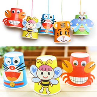 ly giấy dán hình thủ công cho bé (bộ 12 ly có kèm hình dán)