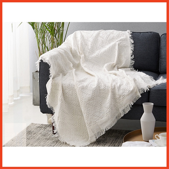 Khăn phủ sofa màu trắng Bohemian sang trọng 180cm x 230cm