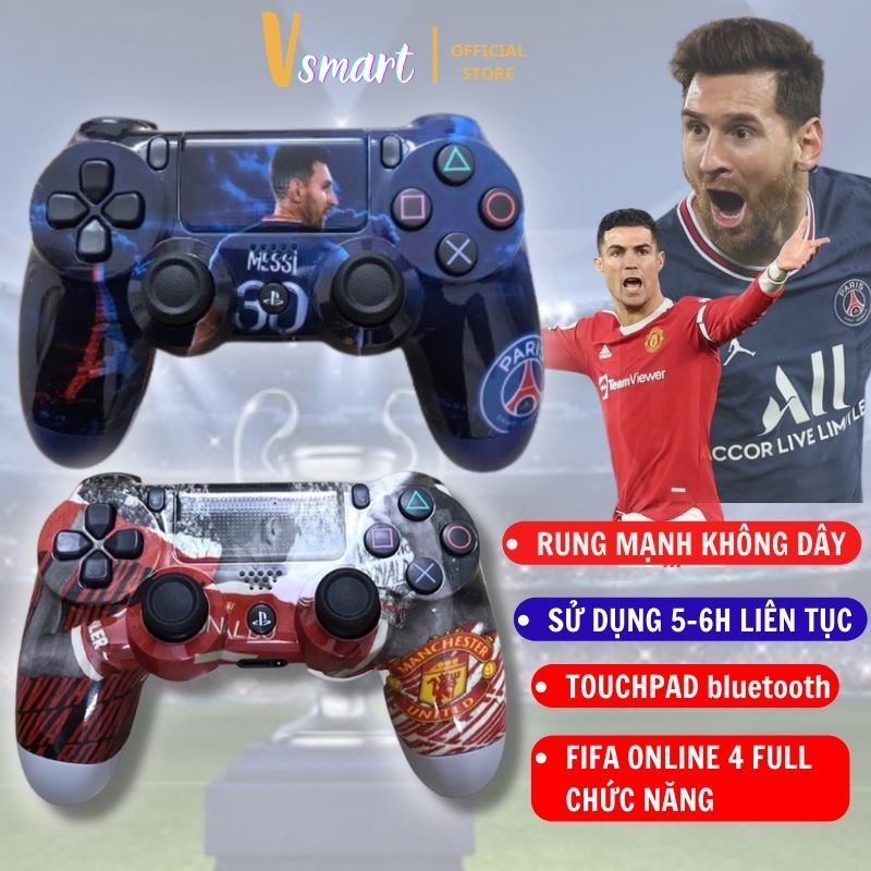 Tay cầm PS4 Dualshock, tay cầm chơi game FiFa 4 có rung cho PC win 10 / PC / Laptop...Tương thích hầu hết các thiết bị.