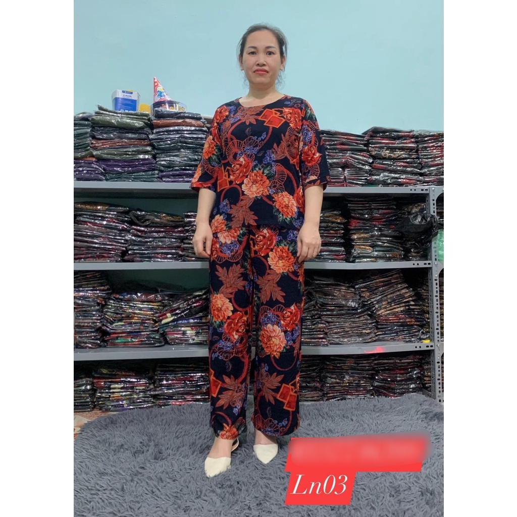 Bộ Lanh 3D Trung Niên - Bộ lanh quần Dài Tay Lỡ Cho Mẹ Cho bà Chất đẹp MANOS