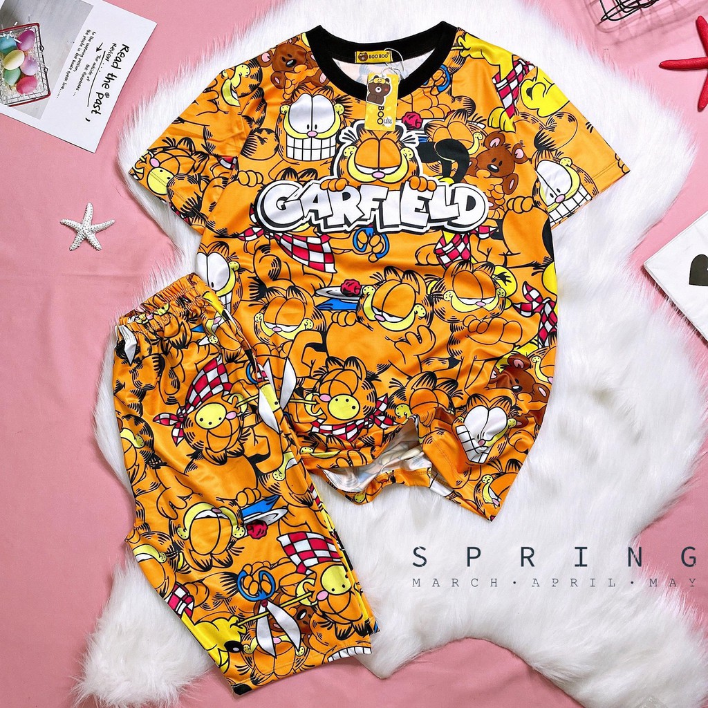 Bộ Ngủ Pijama Thun Lạnh 3D Cao Cấp Tay Ngắn Quần Lửng Họa Tiết Hoạt Hình Dễ Thương