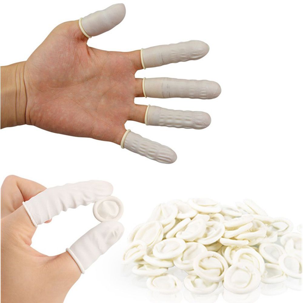 Set 100 Găng Tay Cao Su Latex Tự Nhiên Bảo Vệ Ngón Tay Không Trượt Dùng Một Lần
