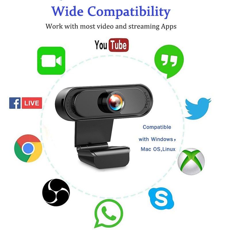 Webcam Máy Tính Có Mic Full HD 1080p Full Box Siêu Nét Dùng Cho Việc Học Zoom, Livestream