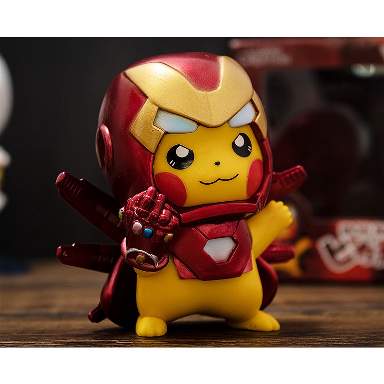 Mô hình búp bê trang trí xe hơi Pikachu COS Avengers Iron Man Marvel Hand-made Pokémon