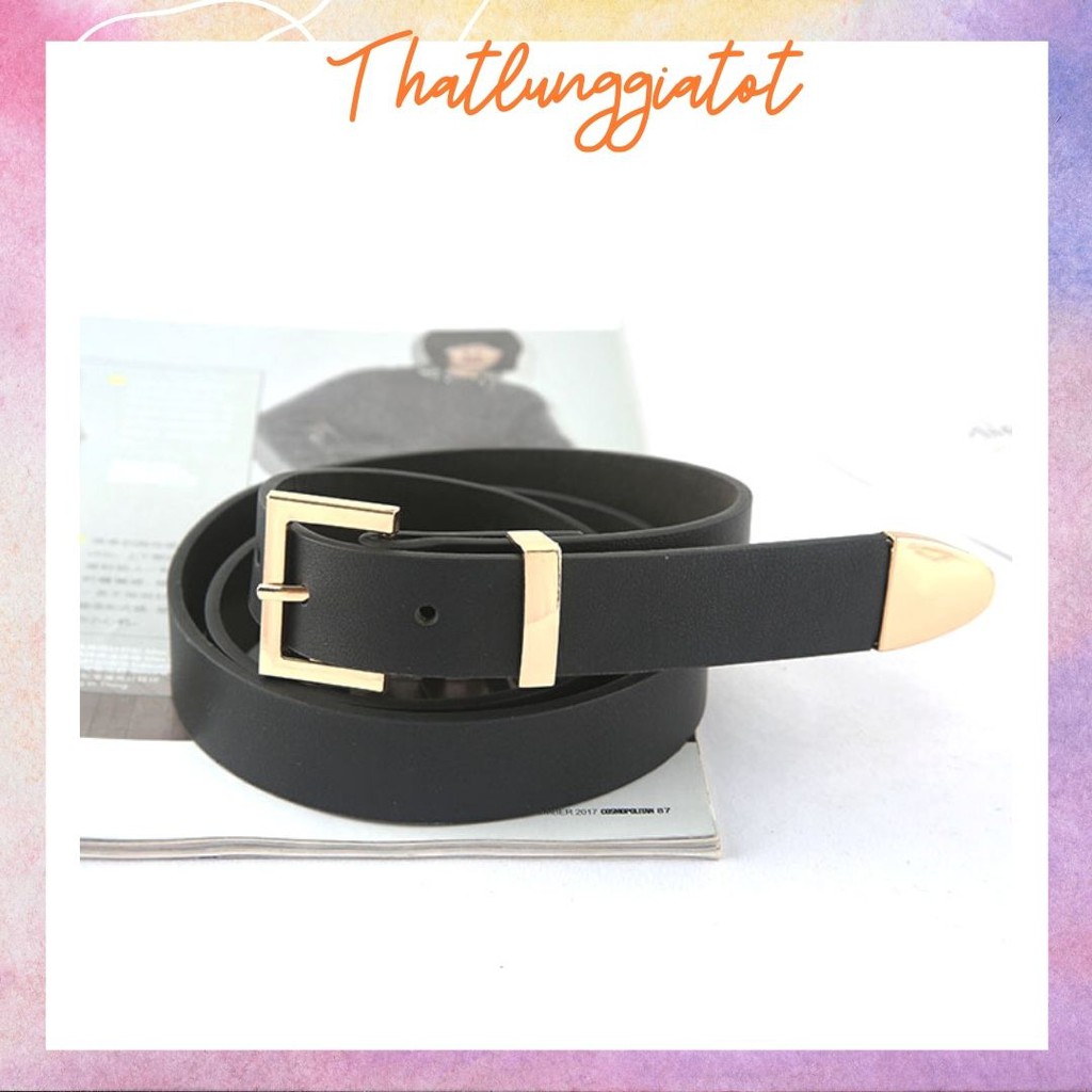 Dây thắt lưng da nữ Ulzzang màu vàng bóng sang trọng TL065  (Hỗ trợ bấm dây nịt) - Thắt Lưng Giá Tốt