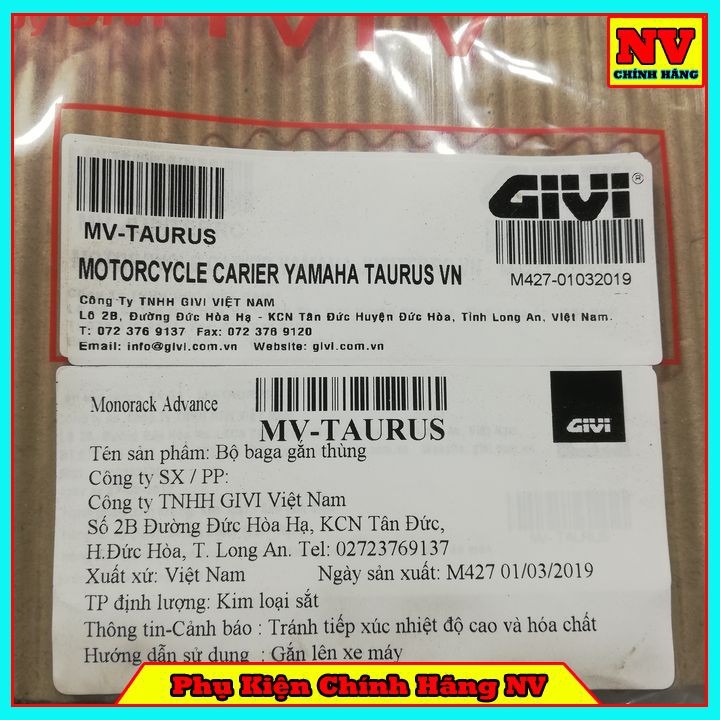 Baga sau Givi TAURUS chính hãng chịu lực cao gắn được thùng sau Givi