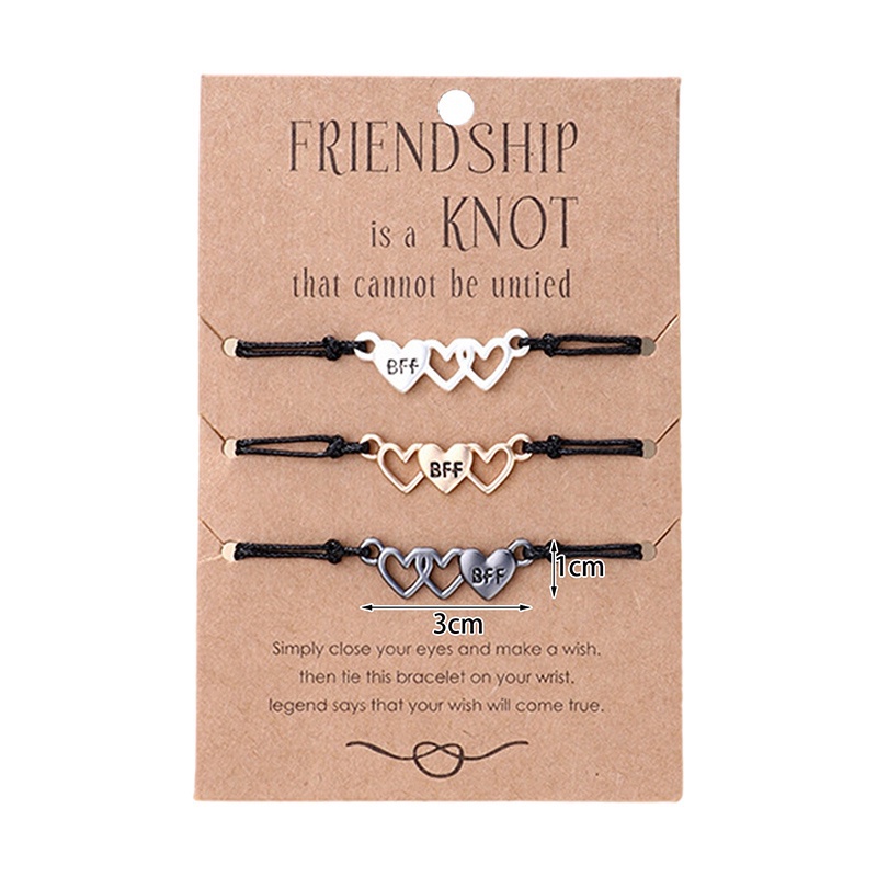 Set 3 Vòng Tay Tình Bạn Mặt Khắc Chữ Best Friend / Soul Sister Bff Dễ Thương