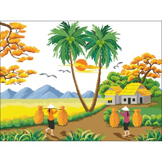 Tranh Thêu Chữ Thập Nông Thôn Việt Nam 3