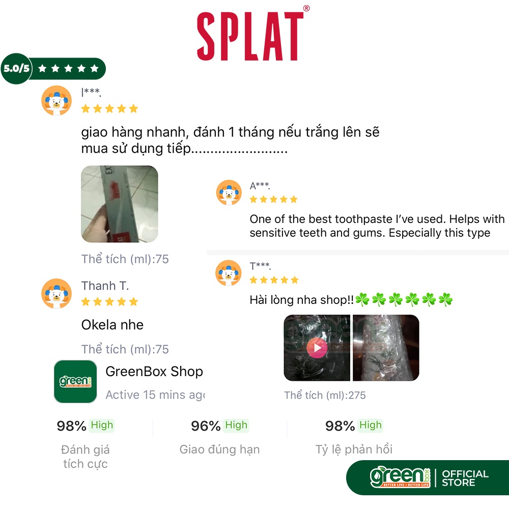 Kem đánh răng siêu trắng Splat Special Nga 75ml, chiết xuất than quả bách xù, trái sung, dứa, nha đam hữu cơ