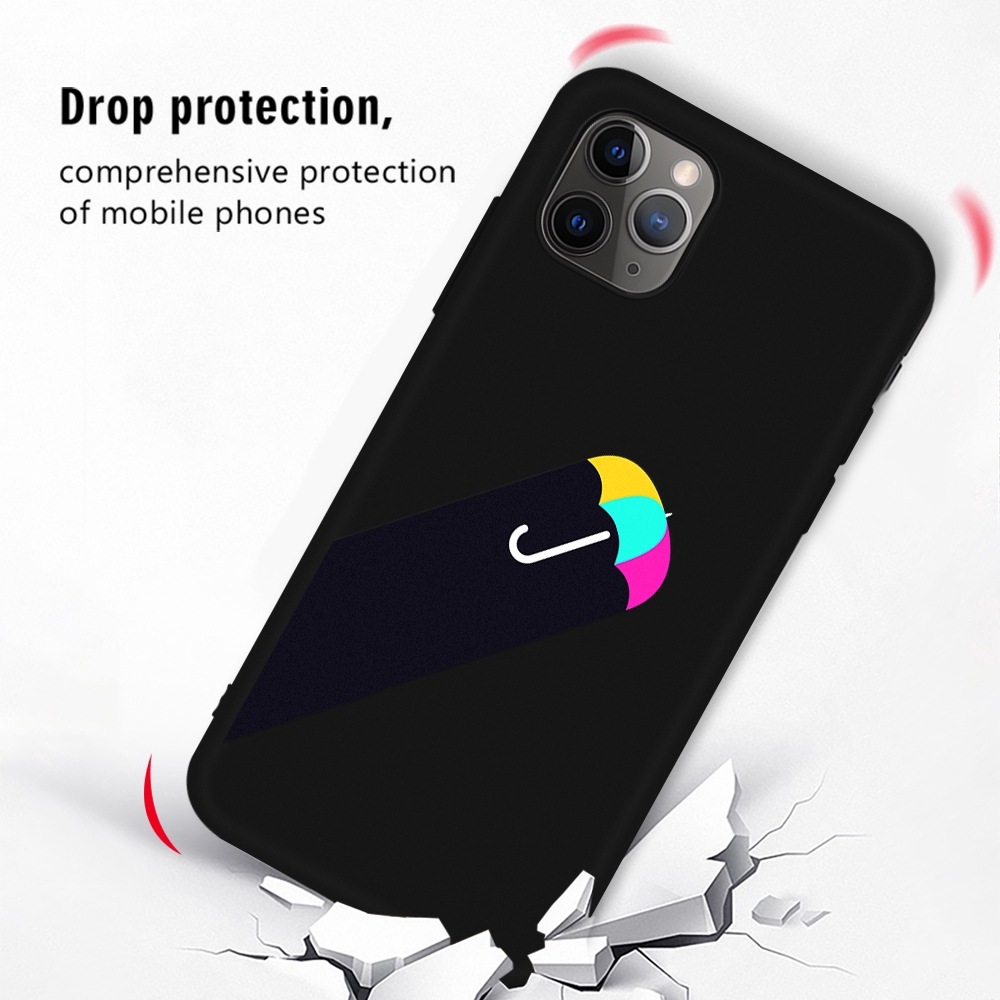 Ốp lưng TPU mềm nhám màu đen in hình hoạt hình cho iPhone 11 Pro X XR XS Max 7 8 Plus