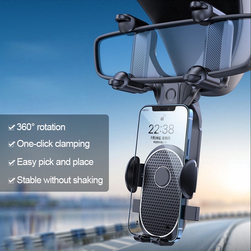 Giá giữ điện thoại GPS SEAMETAL gắn gương chiếu hậu bên trong xe hơi tiện lợi | BigBuy360 - bigbuy360.vn