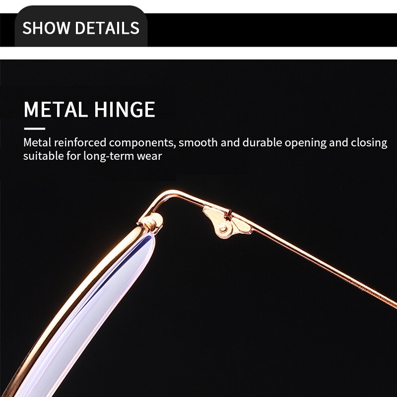 Kính Đọc Sách Chống Ánh Sáng Xanh Đa Năng Khung Kim Loại Ốp