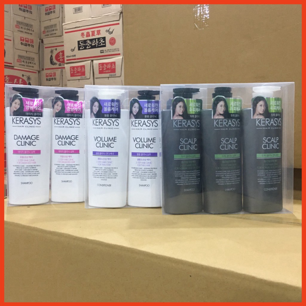 Bộ 3 Chai Gội Xả mượt tóc Kerasys Damage Clinic