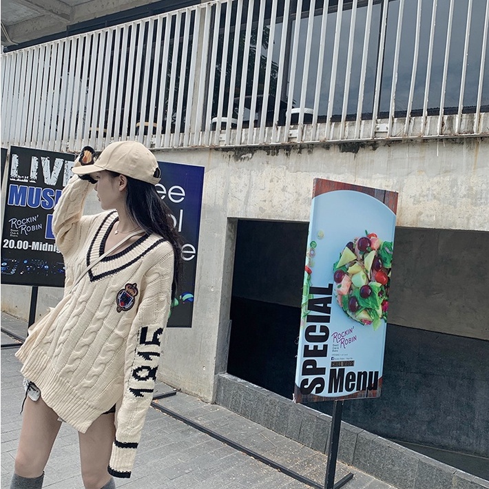 Áo len nữ tay dài cổ chữ V thời trang Hàn Quốc | BigBuy360 - bigbuy360.vn