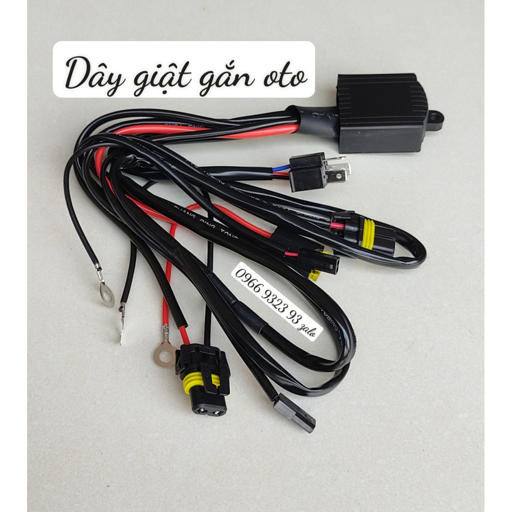 Bộ dây nguồn gắn bi cầu bi led bi xenon xe oto xe máy chân h4