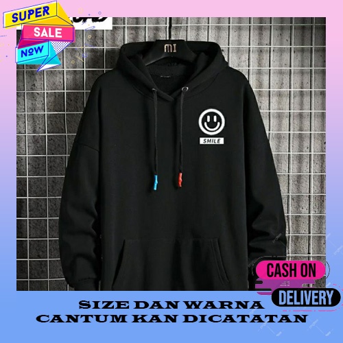 Áo Khoác Hoodie Cặp Đôi Vải cotton Lông Cừu Mềm Mại Màu Đen Trơn In Hình Mặt Cười Distro jumbo S - Xxxxxl C7W9