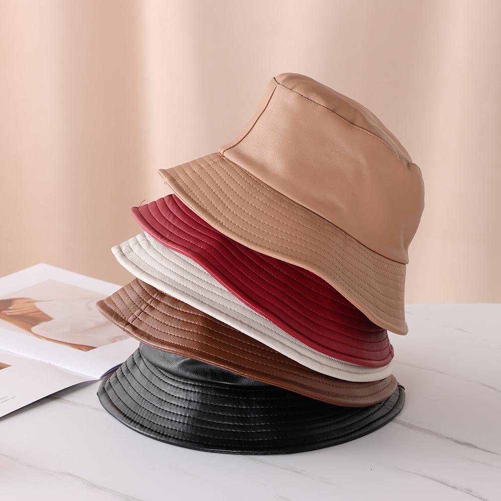 Nón Bucket Chất Liệu Da PU Chống Thấm Nước Cho Nam Nữ