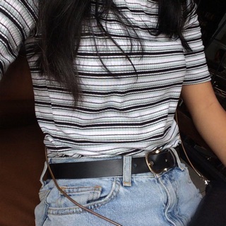 Áo thun Pull & Bear size XS sọc xanh cổ bo tròn thanh lý (ảnh thật)