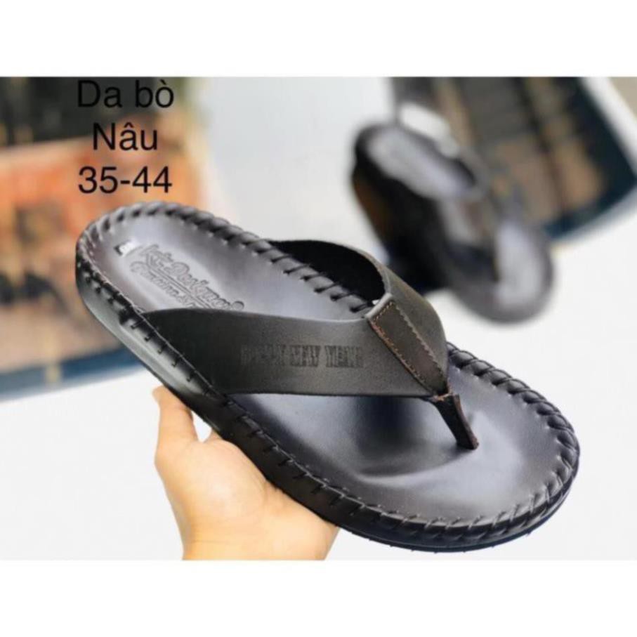 Dép xỏ ngón da bò nam Lititala 01 - Nâu - VNXK