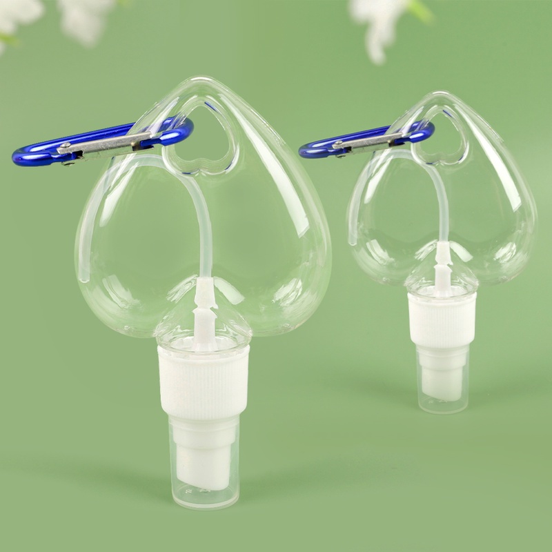 Bình Xịt Rỗng Trong Suốt Hình Trái Tim 50ML Có Móc Khóa Tiện Lợi