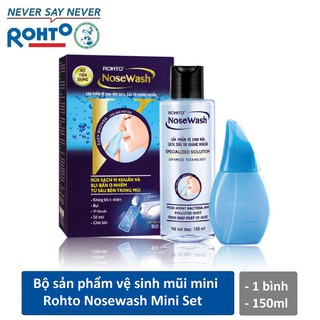 Bộ Tiện Dụng Vệ Sinh Mũi Rohto NoseWash miniset (1 Bình Vệ Sinh Mũi Easy Shower Và 1 Bình Dung Dịch 150ml)