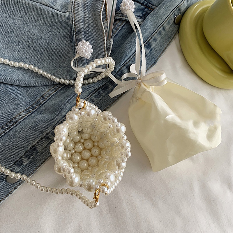 IELGY Túi Đeo Vai Đính Ngọc Trai Thời Trang Sang Trọng Cho Nữ