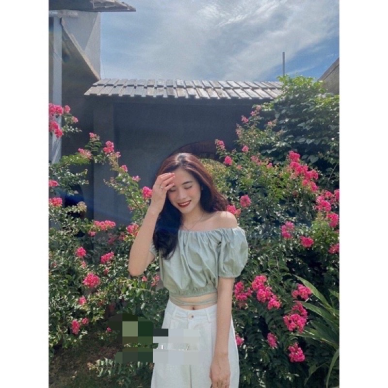 Áo Trễ Vai Thô Thắt Eo Ulzzang Hot Hit( Ảnh thật )