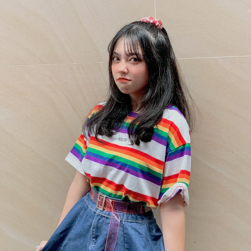 Usthebasic - Áo thun tay lỡ Youth Rainbow Tee