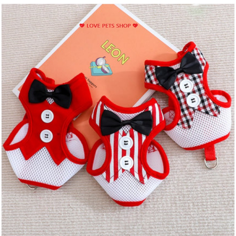 Bộ dây dắt cho Chó Mèo kèm yếm có nơ dễ thương - Love Pets Shop