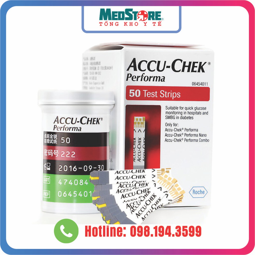 Accu-chek Performa Que Thử Đường Huyết Accuchek Performa (Hộp 25 que - 50 que) que thử tiểu đường