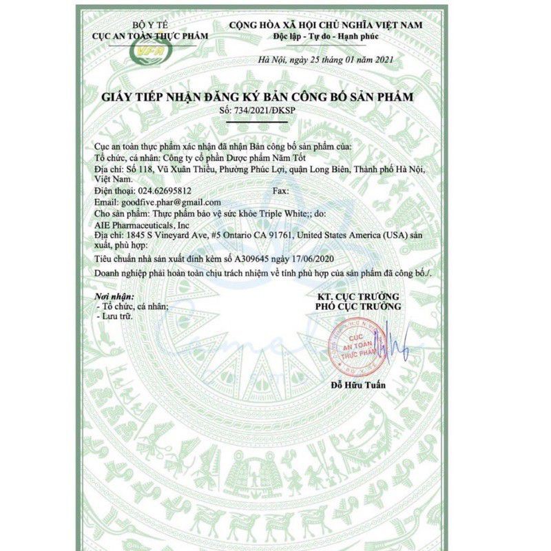 [HÀNG CHÍNH HÃNG] Viên uống chống nắng, trắng da, hỗ trợ nám Triple White | BigBuy360 - bigbuy360.vn