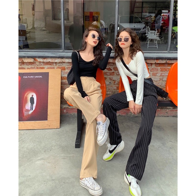 (SẴN) Quần tây ulzzang kẻ sọc ống suông phong cách thanh lịch HÀN QUỐC 2021 KÈM ẢNH THẬT CUỐI | BigBuy360 - bigbuy360.vn