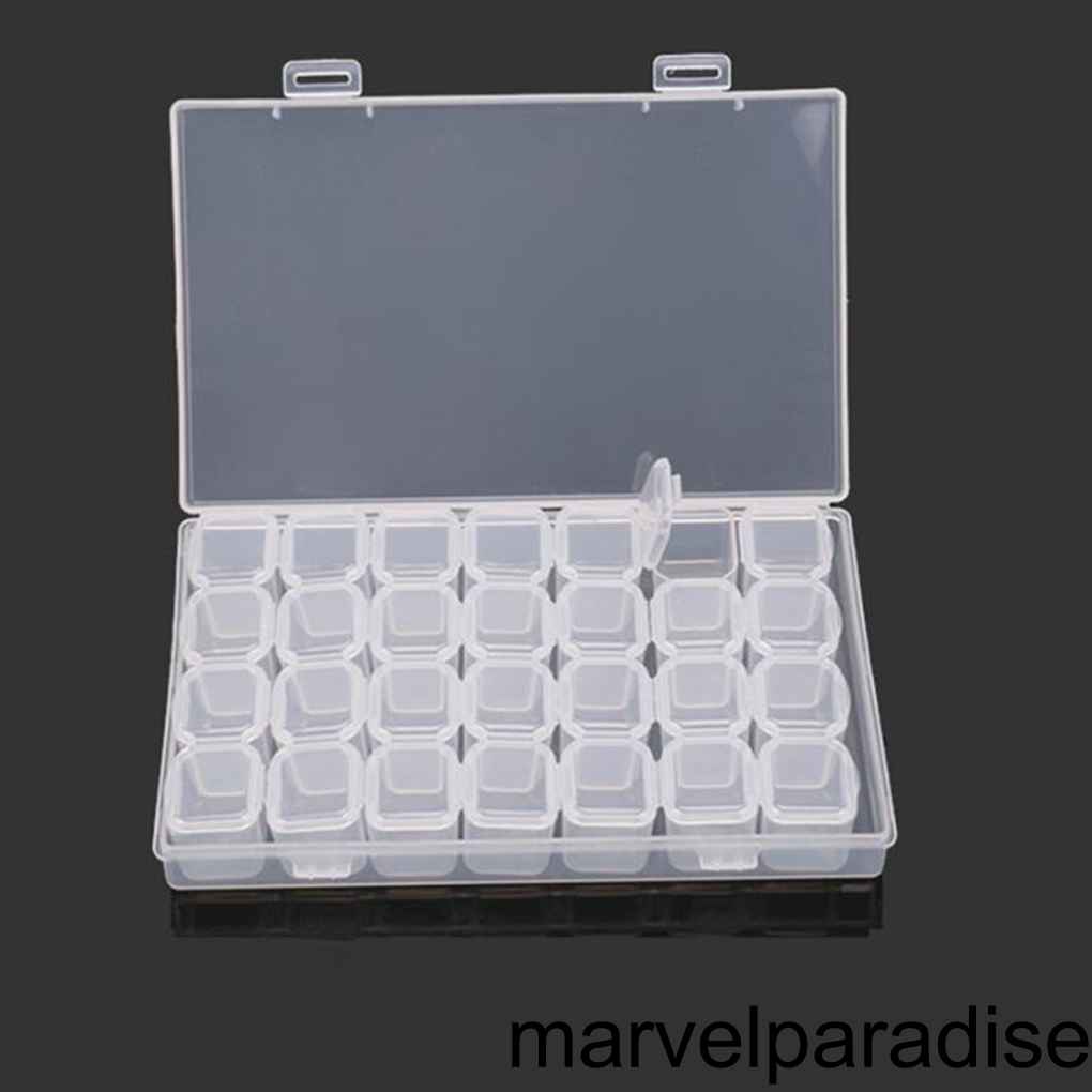 [Mapde] 28 Slots Nail Art Storage Box Plastic Transparent Display Case Organizer Holder for Rhinestone Beads Ring