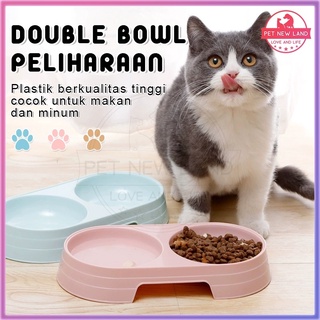 Image of Mangkuk Ganda 2 in 1 Kucing Anjing Anti Licin Anti Semut Mangkuk Makan Bulat Aksesoris Hewan Peliharaan