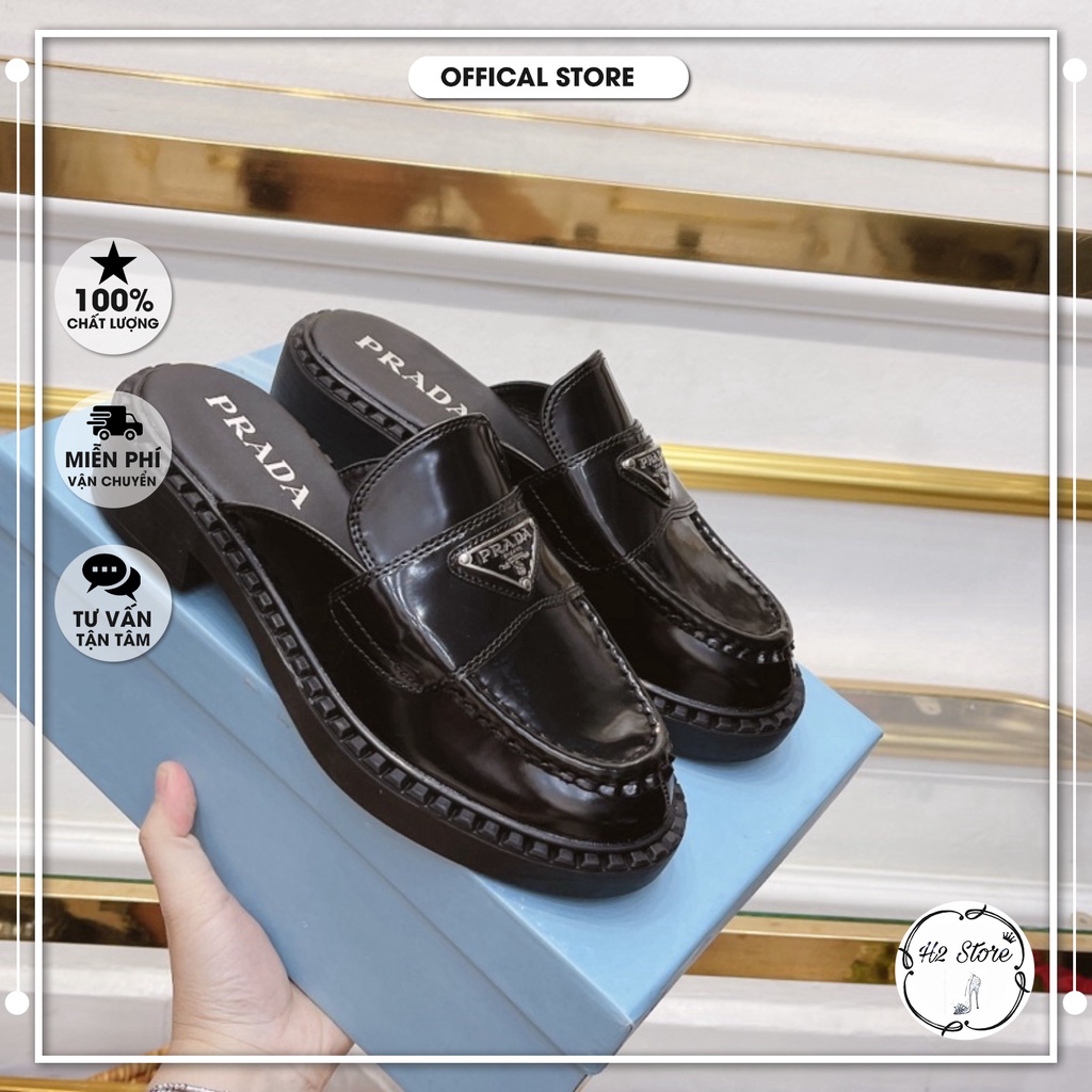👠👟 Sục prada da bóng gót vuông fullbox ⚡