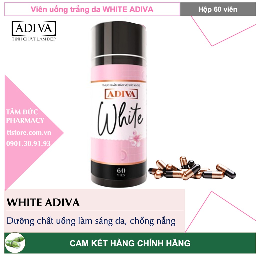 ADIVA WHITE [Hộp 60 viên] - Viên uống làm sáng da và chống nắng (White Adiva)