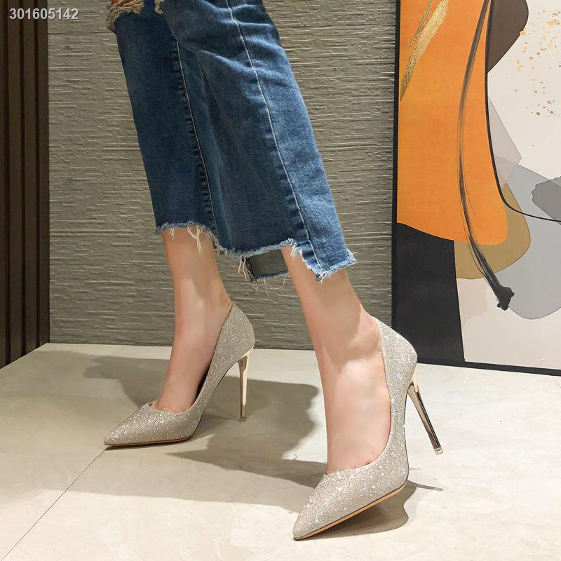 Wedding shoes spring 2021 new women s shoes wedding dress bridesmaid wedding banquet silver single shoes stiletto pointed high heels women