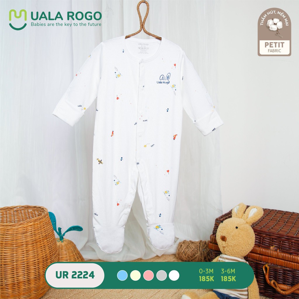 UR2224 Body dài tay cài giữa liền tất Uala Rogo chất petit