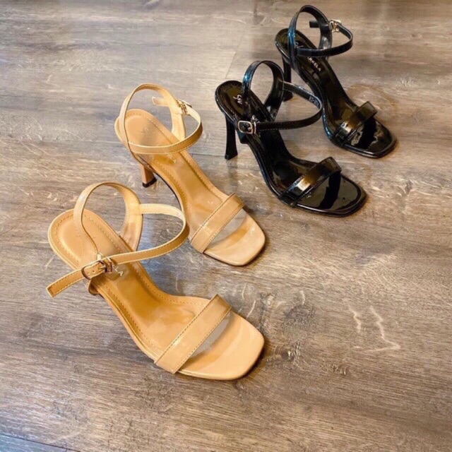 Sandal quai mảnh gót trụ