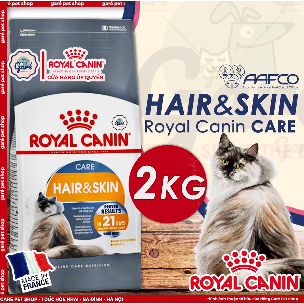 2kg - Hạt Hair &amp; Skin Care Royal Canin chăm sóc dưỡng da và lông khỏe mạnh cho mèo trưởng thành hiệu quả sau 21 ngày