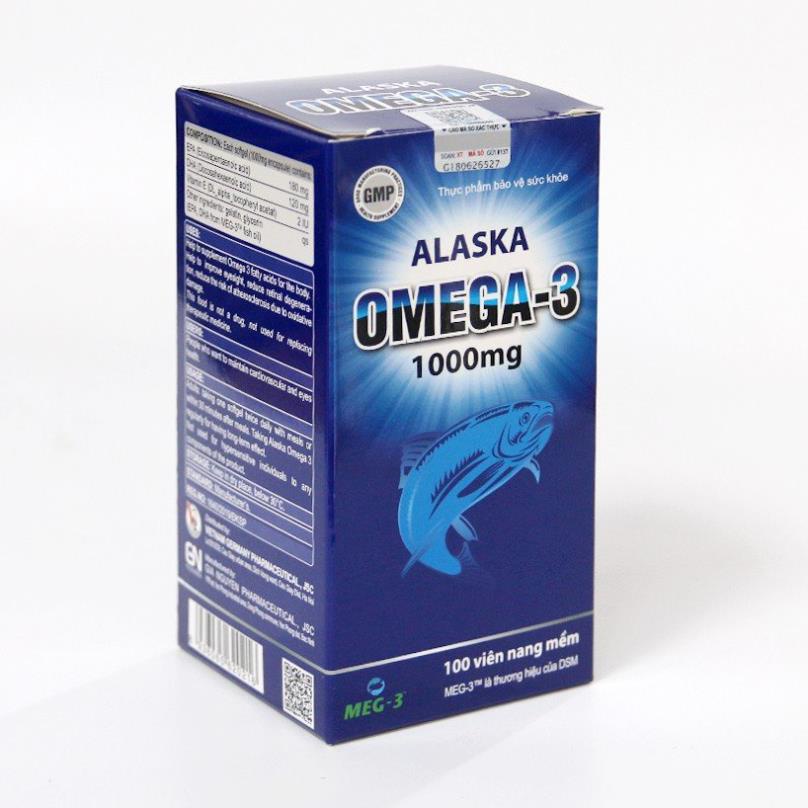 Dầu cá Alaska Omega 3 bổ sung DHA 1000mg (Lọ 100 viên nang mềm)
