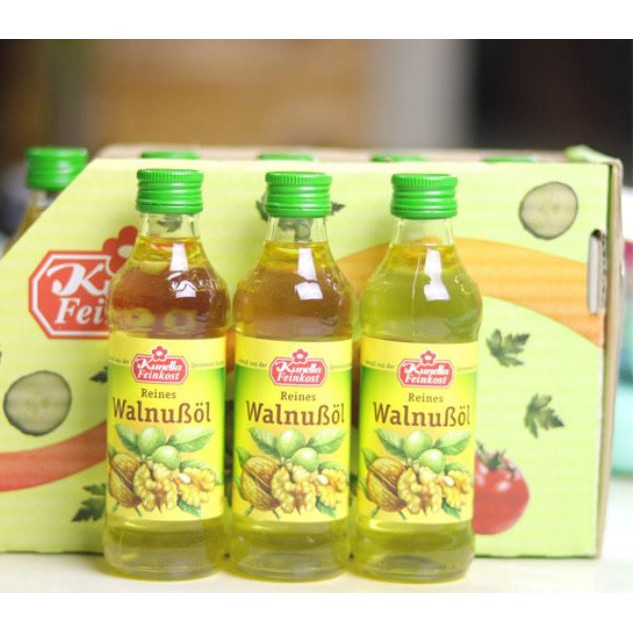 [Date mới] Dầu óc chó Kunella, Đức 100ml - Dầu ăn dặm cho bé 6 tháng// Dầu hạt Macca nguyên chất Kunella Đức 100ml