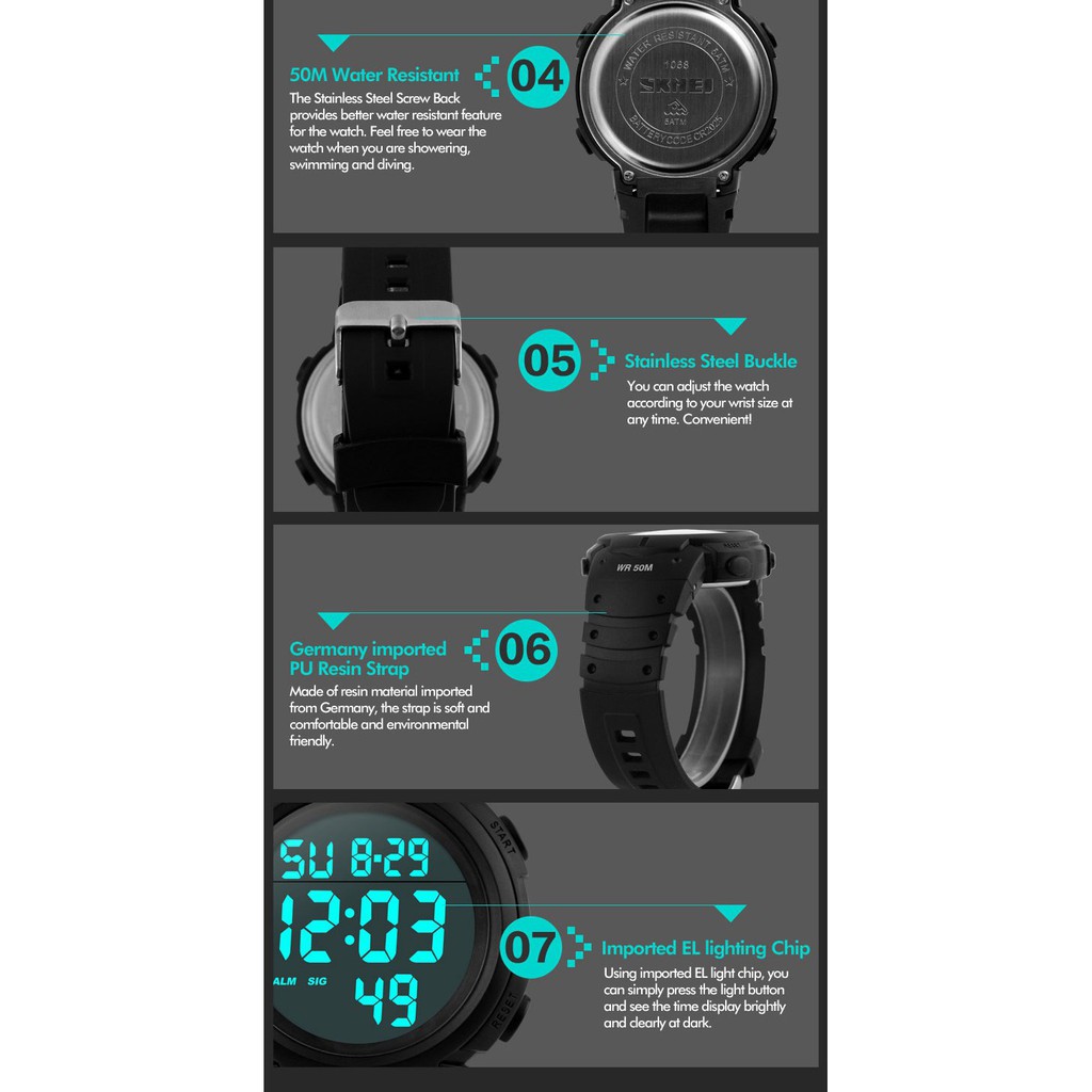 Đồng Hồ Điện Tử Đèn Led Skmei 1068 | BigBuy360 - bigbuy360.vn
