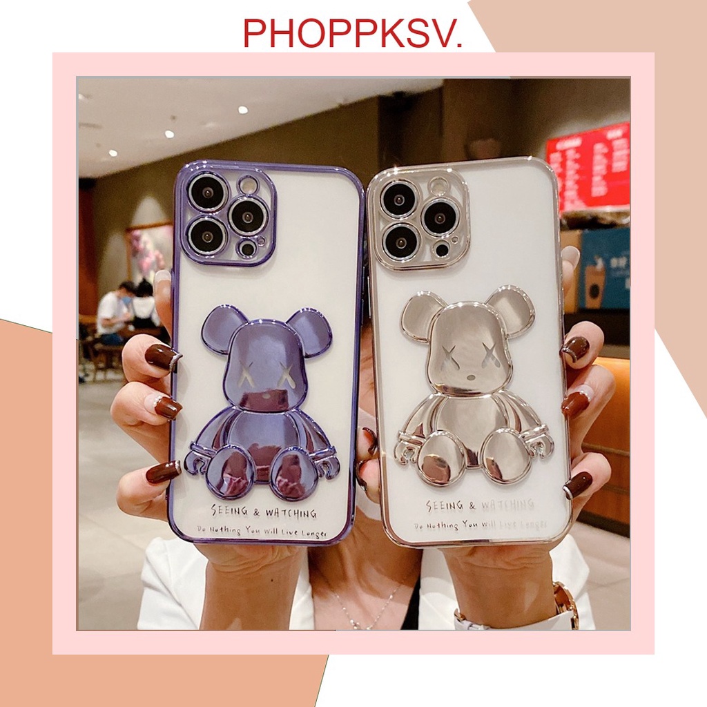 Ốp điện thoại Gấu 3D Trắng và Xanh đủ mã  iPhone 11,12,13 ,X, XsMax,7P,8P (Giá Tốt).