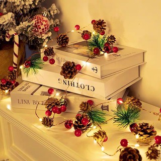 Dây đèn led quả thông trang trí giáng sinh noel dài 2m 20 bóng đèn momomart